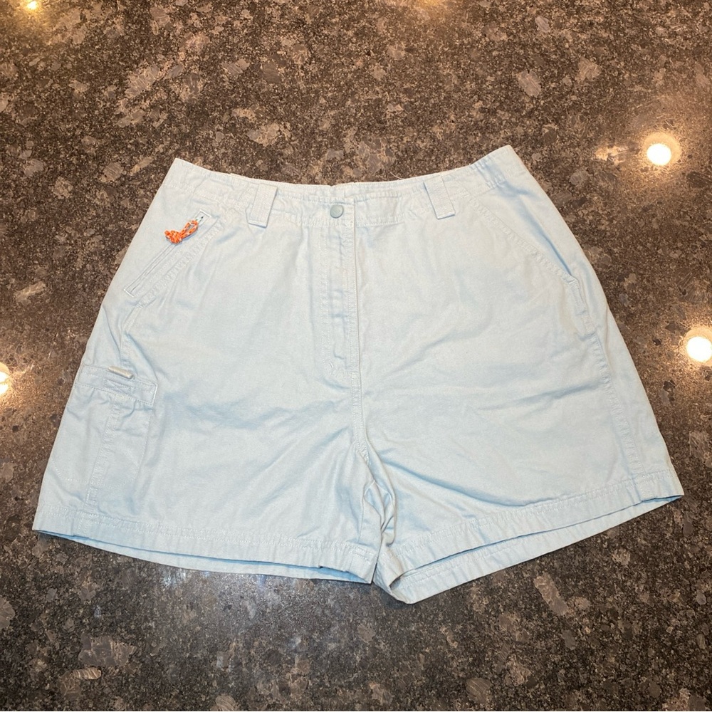 LL Bean Shorts Womens 14 Blue Flat Front Casual Outdoors Hiking Cotton Ladies